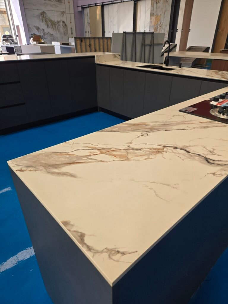 The Luxury White Sintered Stone slab delivers stunning aesthetics with outstanding structural performance